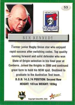 2000 Select #53 Ben Kennedy Back